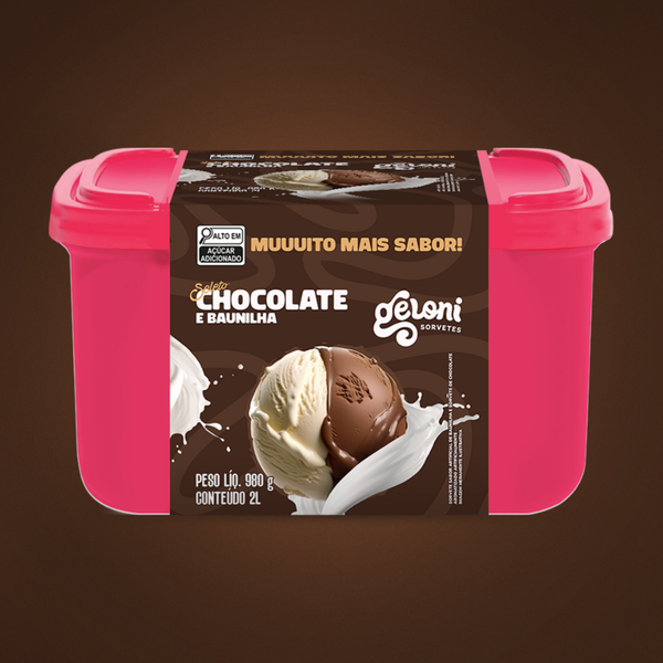 SORVETE GELONI 2LT CHOCOLATE+BAUNILHA