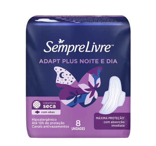 Absorvente Sempre Livre Adapt Plus Seca 8x1 C/ Abas