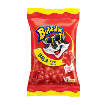 Bala Bubbaloo Patinhas  Morango 15gr