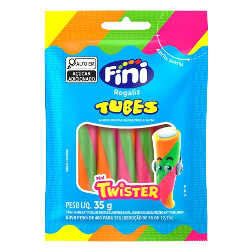 Bala Fini Gelatina Tubes Twister Frutas Silve 35gr