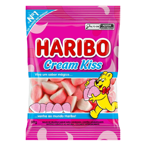 Bala Gelatina Haribo Cream Kiss 80gr
