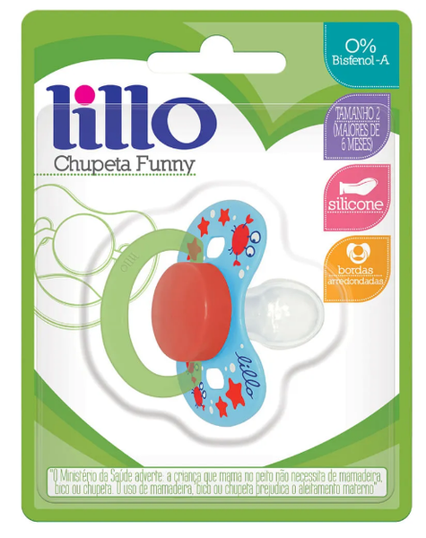 Chupeta Lillo Funny Ortodontica Silicone Menino Tamanho 2 Azul