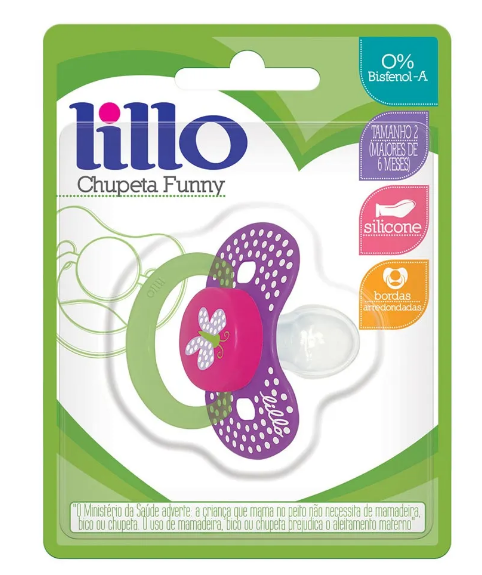 Chupeta Lillo Funny Ortodontica Silicone Tam 2 Lilas