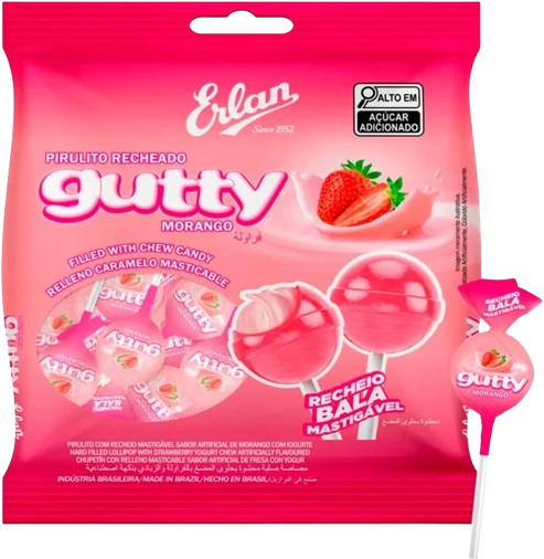 Pirulito Erlan Gutty Recheado 480gr