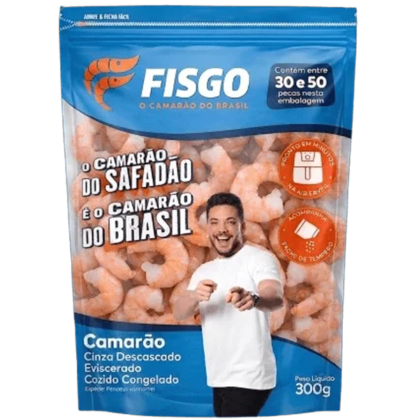 Camarao Eviscerado Cozido Congelado 30/50  FISGO 300g
