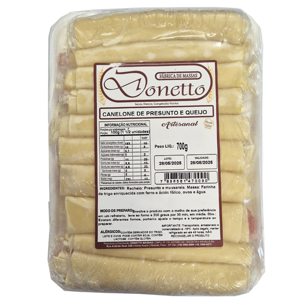 Canelone De Presunto E Queijo  DONETTO 700G