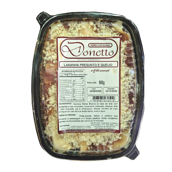 Lasanha Presunto E Queijo DONETTO 900G