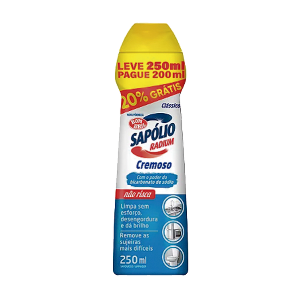 SAPÓLIO RADIUM Cremoso Clássico Leve 250ML Pague 200ml