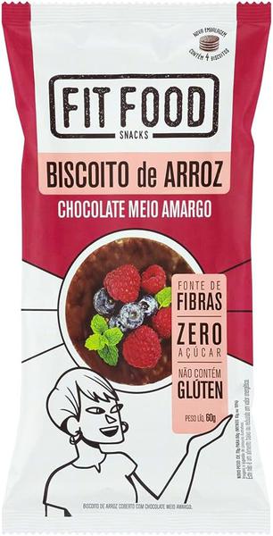 BISCT. DE ARROZ CHOC. MEIO AMARGO FIT FOOD 60G