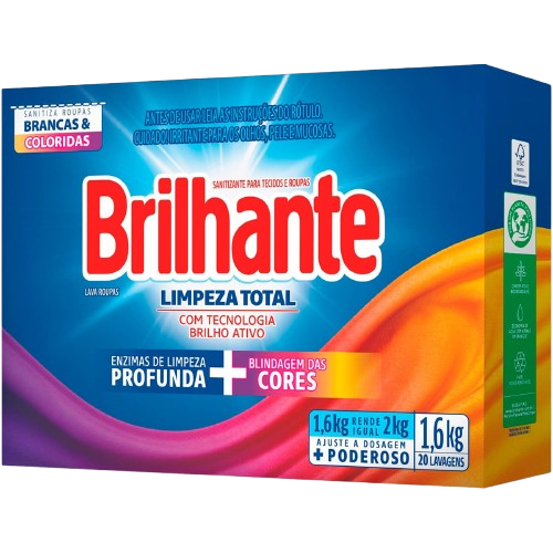 BRILHANTE DET EM PO 1,6KG LIMPEZA TOTAL