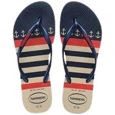 HAVAIANAS SLIM NAUTICAL BEGE PALHA/MARINHO 39/40
