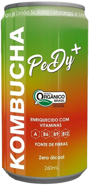 KOMBUCHA PEDY+ ZERO 260ML MORANGO E LIMAO SICILIANO