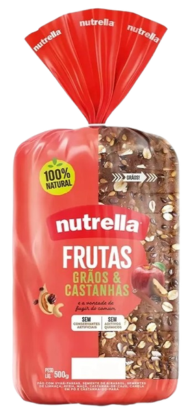 NUTRELLA PAO FRUTAS SUPREME INTEGRAL 550G GRAOS E CASTANHA