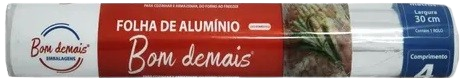 PAPEL ALUMINIO BOM DEMAIS 30 CM POR 4 MTS