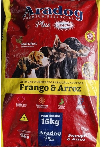 RACAO ARADOG PREMIUM 15KG PLUS FRANGO E ARROZ