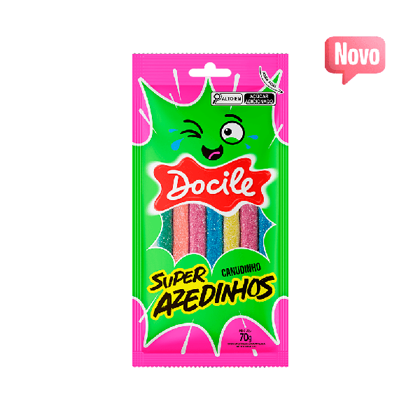 BALAS DE GELATINA DOCILE 70G AZEDINHOS CANUDINHO