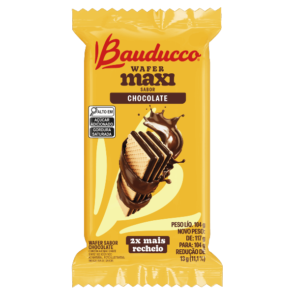 BISCOITO BAUDUCCO WAFER 104G MAXI CHOCOLATE