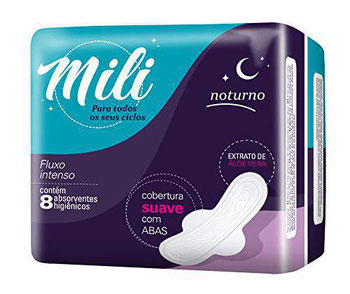 ABSORVENTE MILI NOTURNO INTENSO  SUAVE COM ABAS C/8
