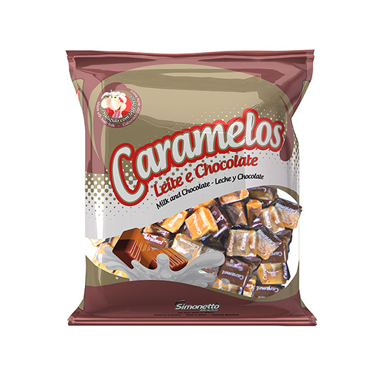 BALAS SIMONETTO CARAMELO LEITE/CHOC 140G