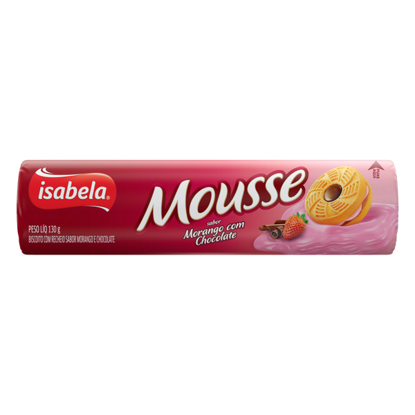 BISC ISABELA MOUSSE MORANGO/CHOC 130G