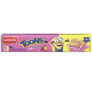 BISC RECH ISABELA TOONS MORANGO 130G