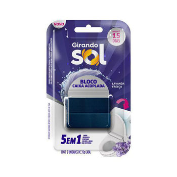 BLOCO SANIT P/CX ACOPLADA LAVANDA FRESCA GIRANDO SOL 35G