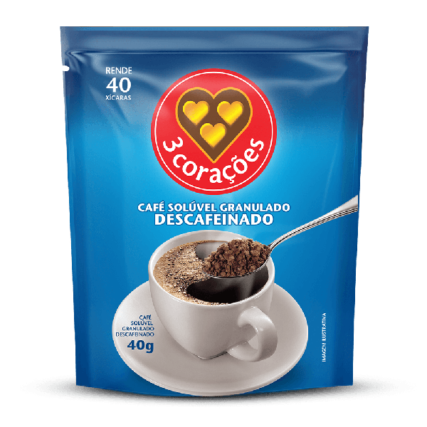 CAFE 3 CORACOES DESCAFEINADO SACHE 40G