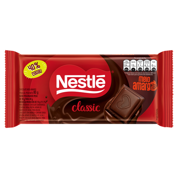 CHOC NESTLE CLASSIC MEIO AMARGO 80G