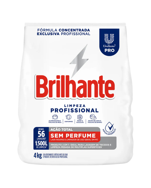DETERG PO BRILHANTE ACAO TOTAL S/PERFUME 4KG
