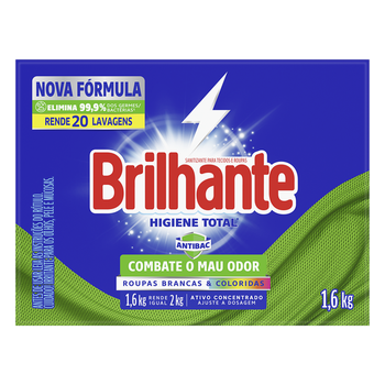 DETERG PO BRILHANTE HIGIENE TOTAL 1,6KG
