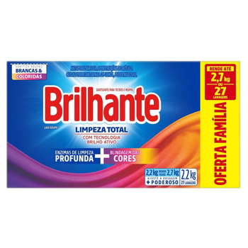 DETERG PO BRILHANTE LIMP TOTAL CX 2,2KG