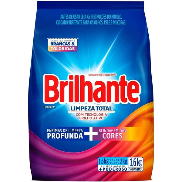 DETERG PO BRILHANTE LIMP TOTAL L1.6KG P1.4KG