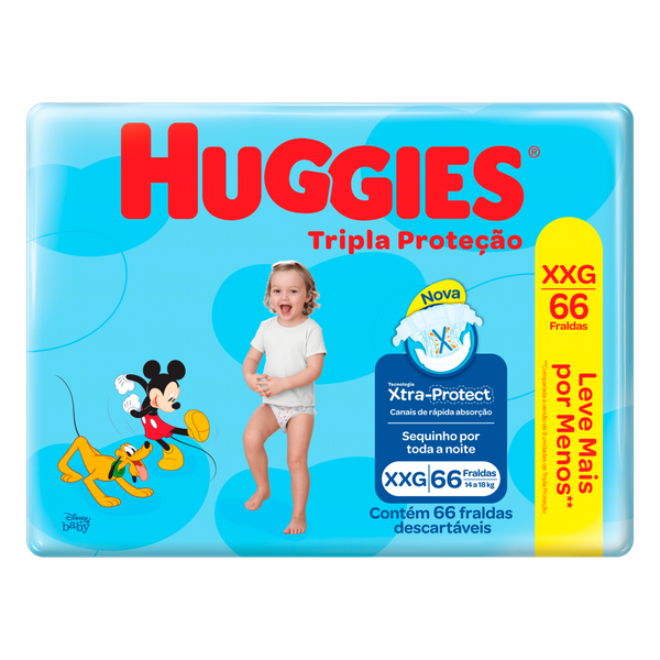 FRALDA HUGGIES TRIPLA PROT XXG C/66