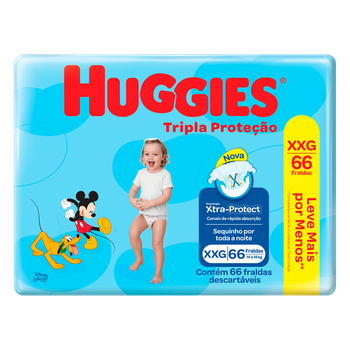 FRALDA HUGGIES TRIPLA PROT XXG C/66