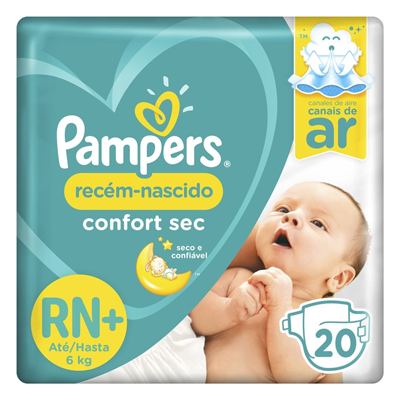 FRALDA PAMPERS CONFORT SEC RN C/20