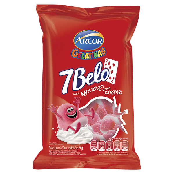 GELATINA 7BELO MORANGO C CREME 70GR