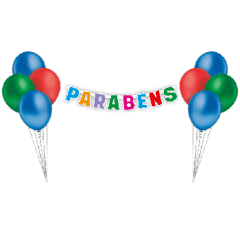 KIT COM FAIXA PARABENS E BALAO N9 MULTICOLORIDO