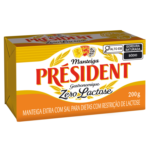 MANTEIGA PRESIDENT ZR LACTOSE C/ SAL 200G