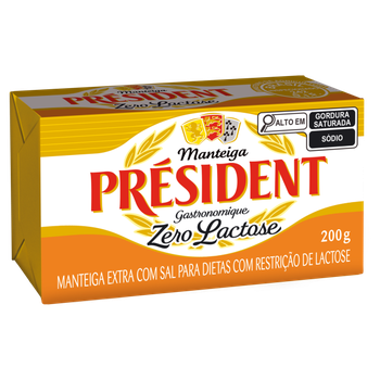 MANTEIGA PRESIDENT ZR LACTOSE C/ SAL 200G