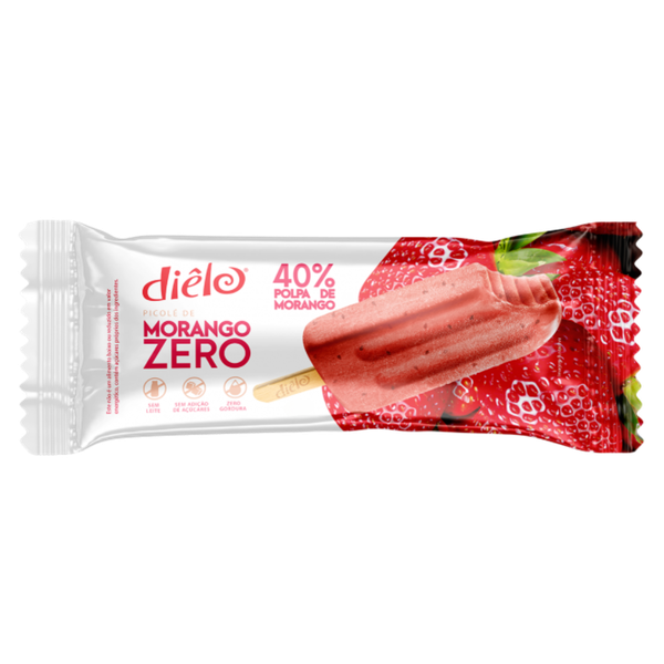 PICOLE DIELO MORANGO ZERO 50G