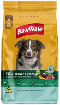 RACAO BAW WAW CAO ADULTO MED/GRA CARNE FRANG E VEG 900G