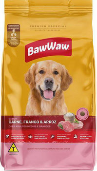 RACAO BAW WAW CAO SENIOR MED/GRAN CAR/FRA/ARROZ 900G
