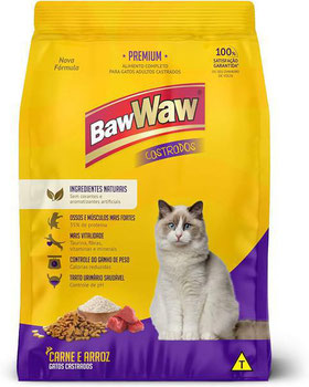 RACAO BAW WAW GATO CASTRADO CARNE 900G