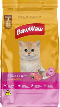 RACAO BAW WAW GATO FILHOTE CARNE 900G