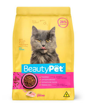 RACAO BEAUTY PET ALIMENTO GATO PEIXE 900G