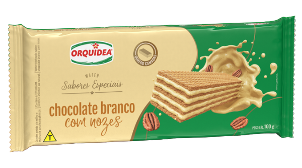 WAFER ORQUIDEA CHOC BRANCO C/NOZES 100G