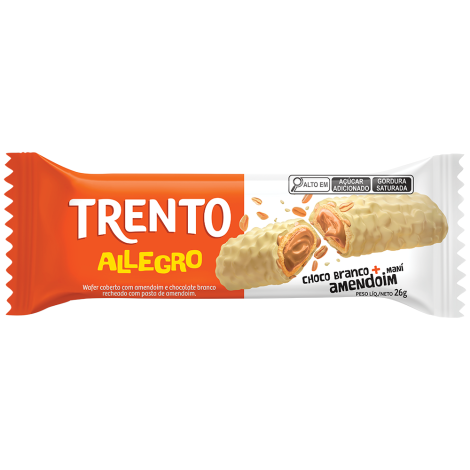 WAFER TRENTO ALLEGRO CHOC BRANCO C/AMENDOIM 26G