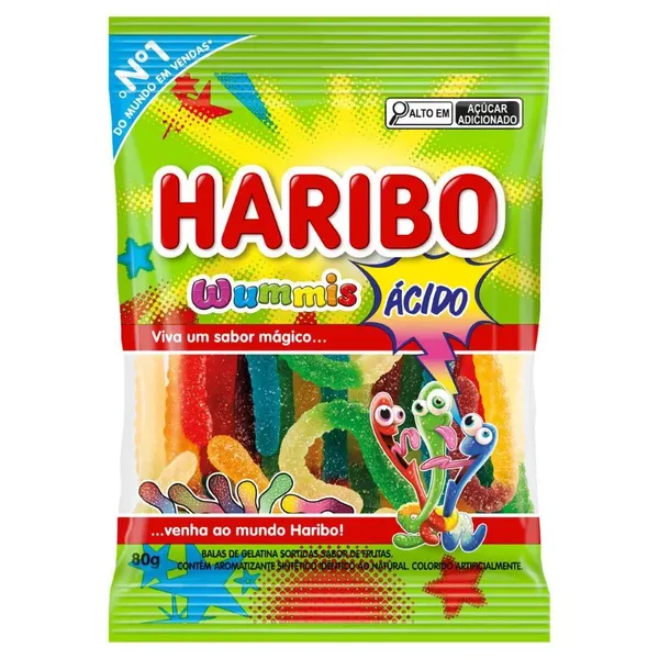 BALA HARIBO GEL WUMMIS ACIDO 80G