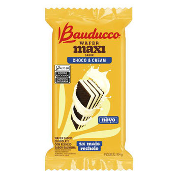 BISCOITO BAUDUCCO WAFFER CHOC/CREAM 104G
