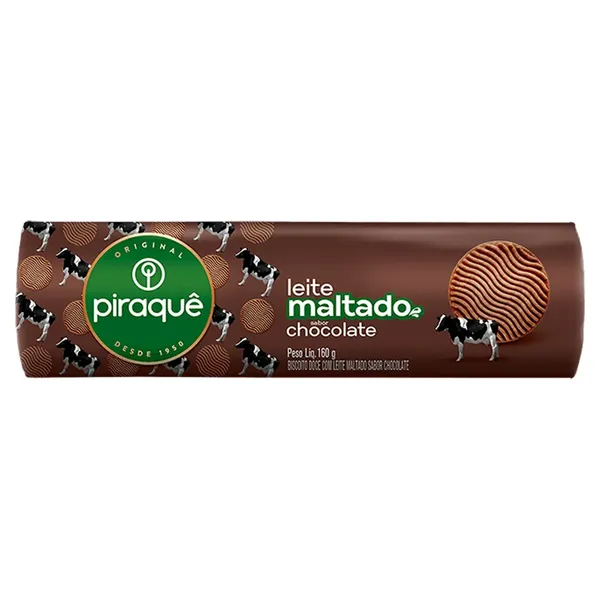 BISCOITO PIRAQUE LEITE MALTAD CHOC 160G